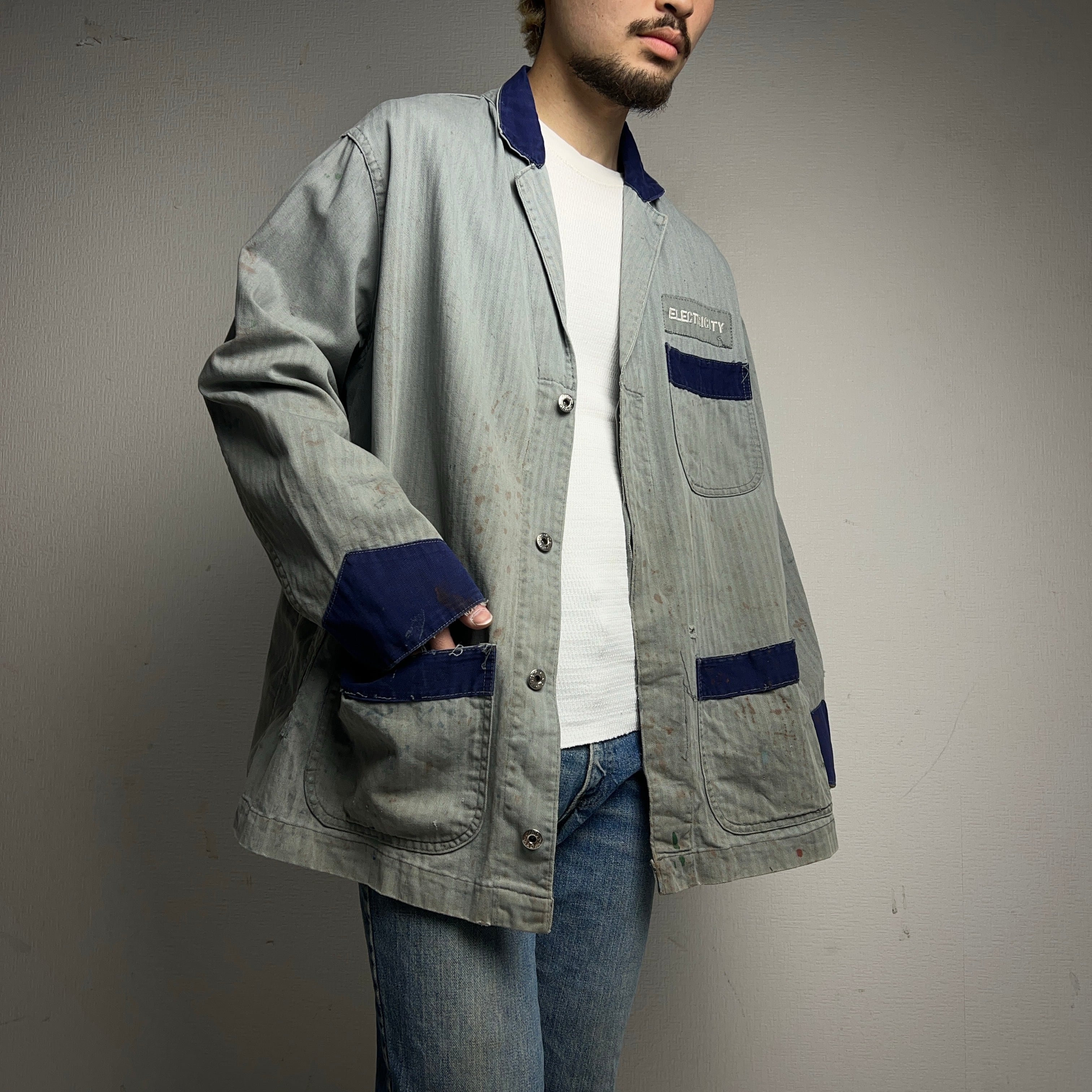 1950's HBT 2TONE WORK JACKET 50年代 ワークジャケット ヘリンボーン