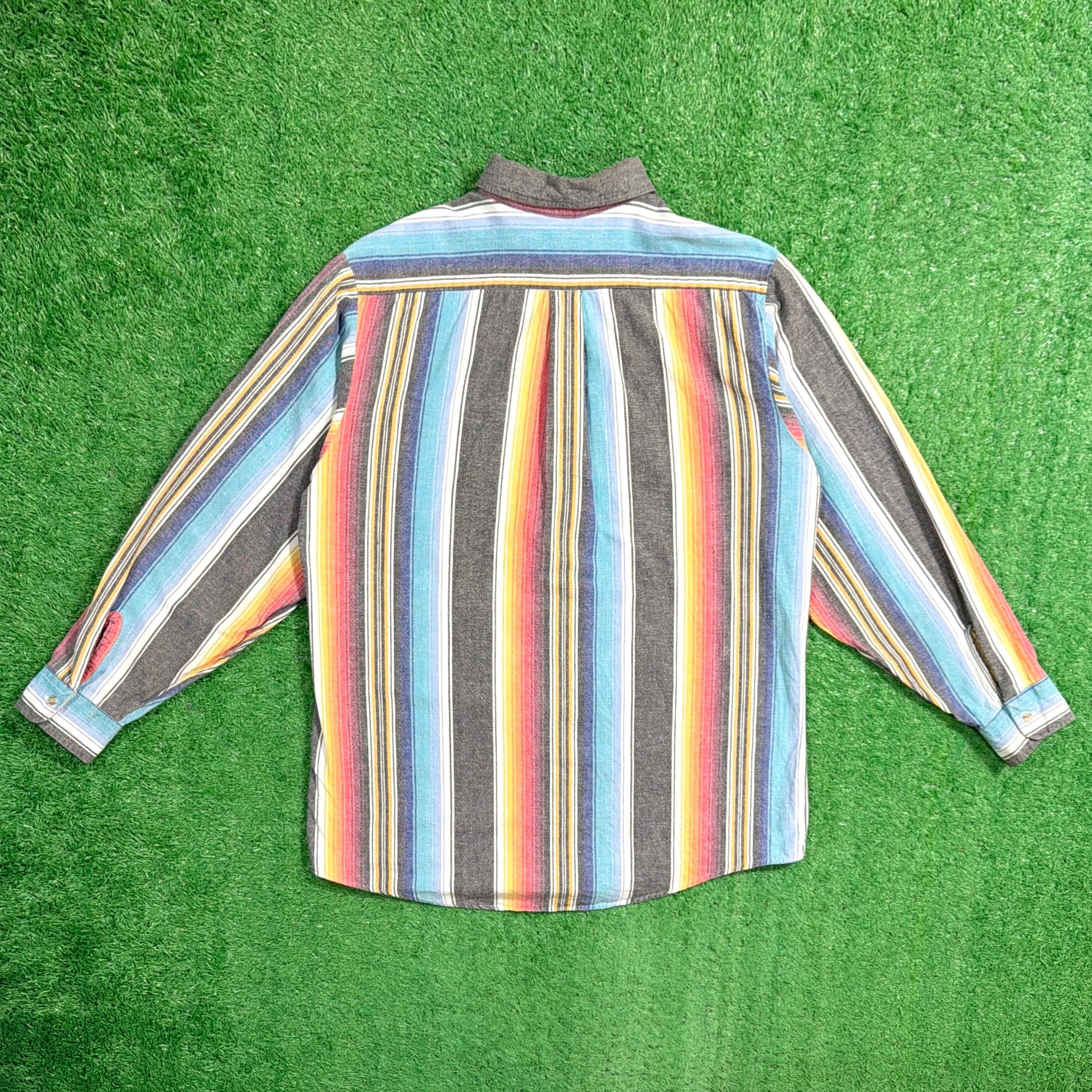メキシコ ヴィンテージ サラぺ Men's】 90s セラぺ柄 ボタンダウン シャツ / アメリカ製 USA製 90年代