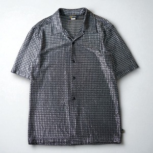 Vintage silver mesh open collar S/S shirt "made in USA"
