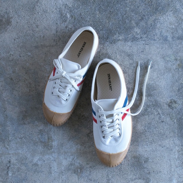 INN-STANT インスタント　canvas shoes neo  キャンバスシューズネオ・ホワイト＆レッド-ブルー / ガムソール