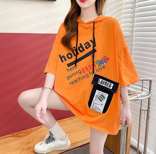 【春夏新作】ファッションＴシャツ♪ブラック/ホワイト/オレンジ3色展開◆#settc-272057