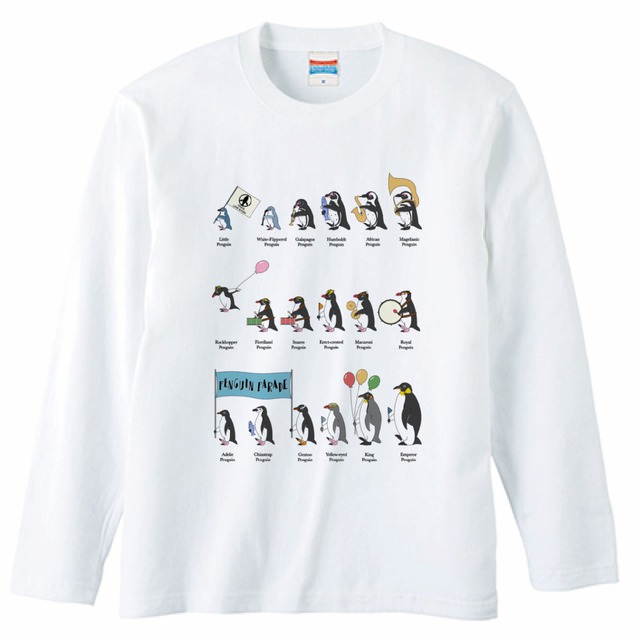 ペンギン家紋　長袖Tシャツ(ネイビー)