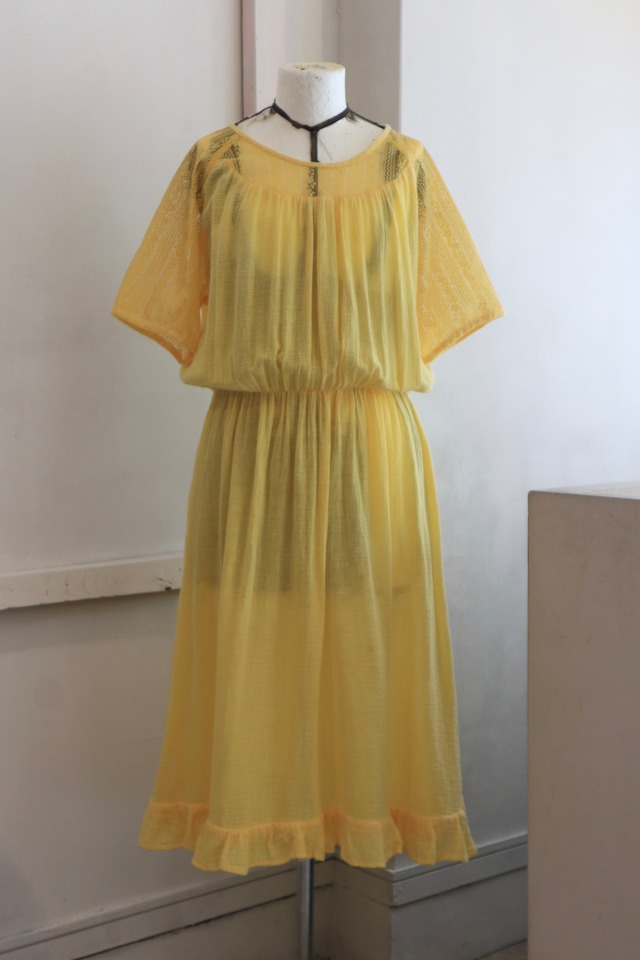 yellow cotton lace graecia one-piece