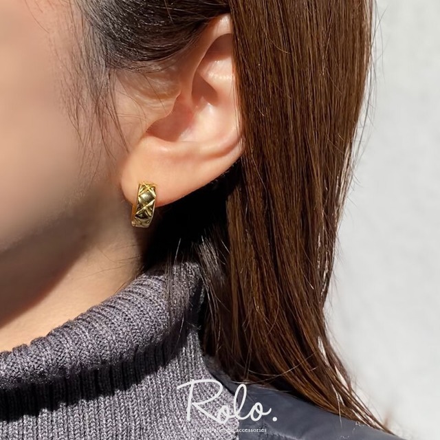 キルティングモチーフピアス シルバー925