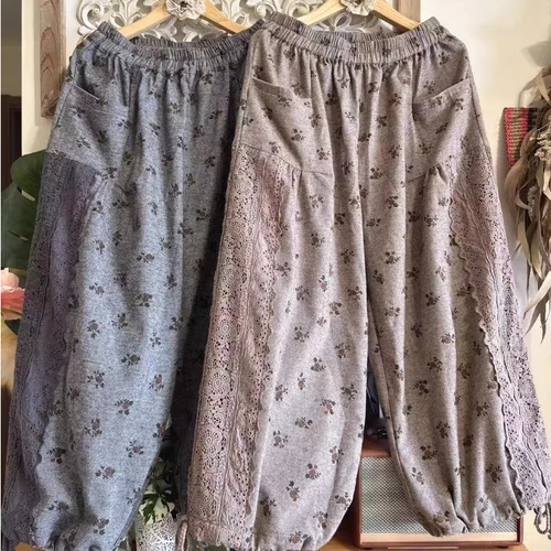 2色／サイドレース小花柄パンツ ・8955