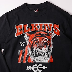 【極美品】Vintage T-shirts "ELKINS" made in USA L/S Tee mint condition /90年代 ヴィンテージ Tシャツ アニマル 両面プリント USA製 サイズM ブラック 長袖 希少 ミントコンディション