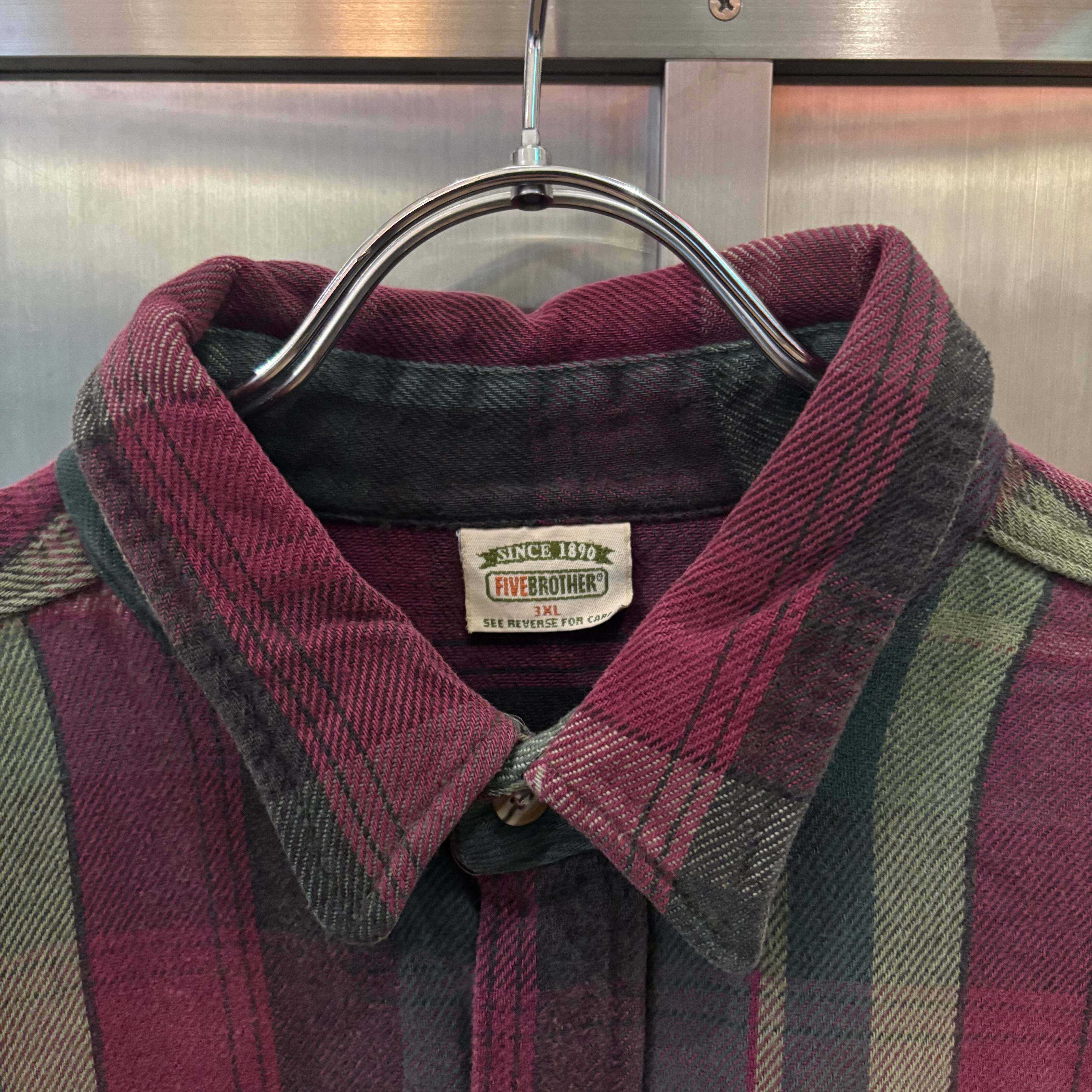 【BerBerJin購入】90s FIVE BROTHER ネルシャツ XL 90S FIVE BROTHER FLANNEL BIG SIZE SHIRT | BerBerJin / & BerBerJin