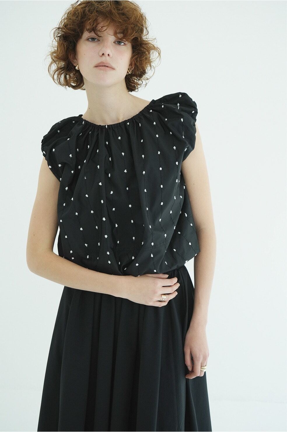 CLANE W FACE DOT SLEEVELESS RIBBON TOPS | FLICKA ASHIYA