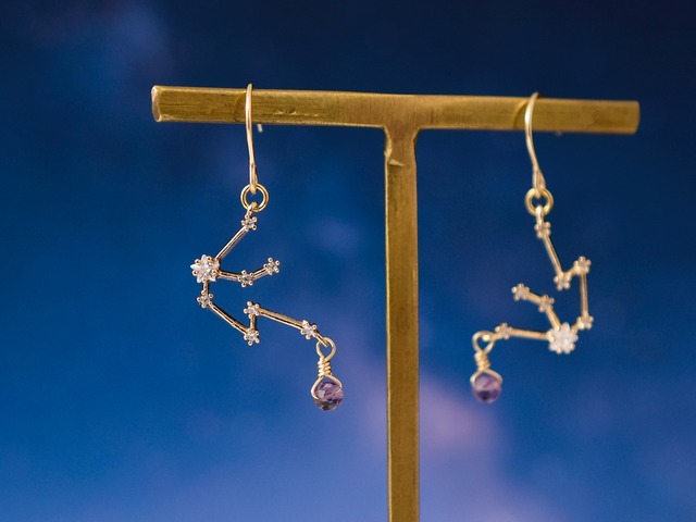 星座と誕生石が選べる【14kgf ピアス／イヤリング】パーソナルアクセサリー