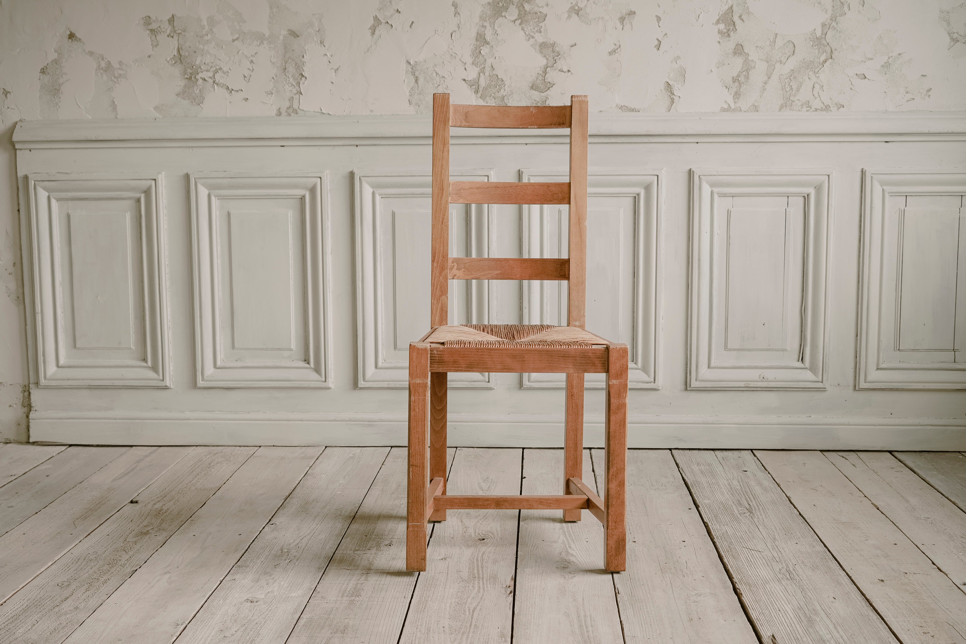 antique】ラダーバックラッシュシートチェア