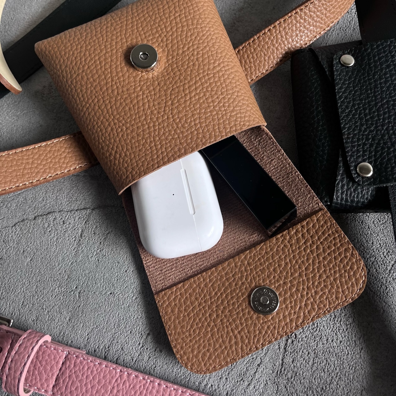fake leatherbelt bag/4color