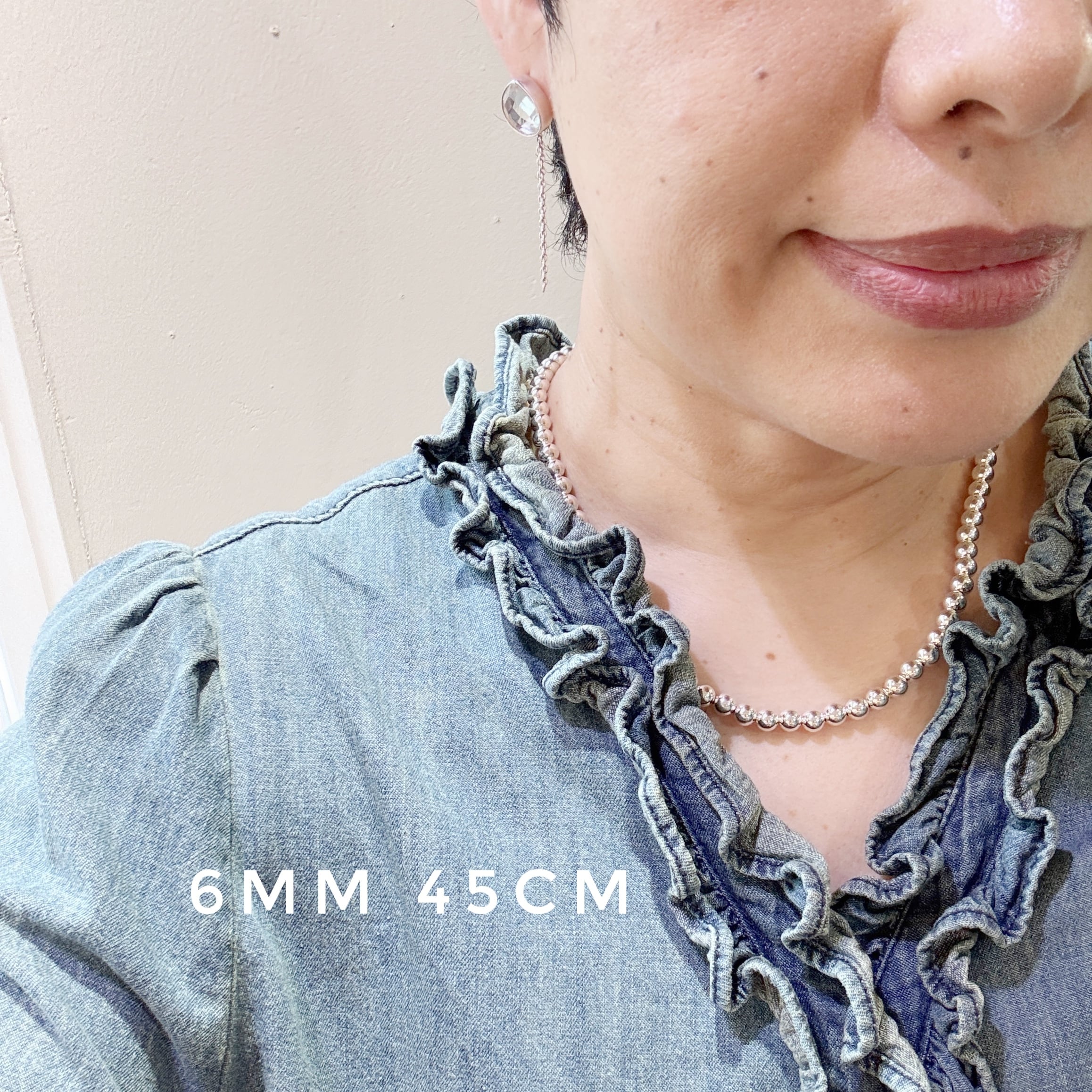 ナバホパール6mm玉　ヴィンテージ　56cm ナバホパール ネックレス 丸玉 6mm 45cm 《Indian Jewelry