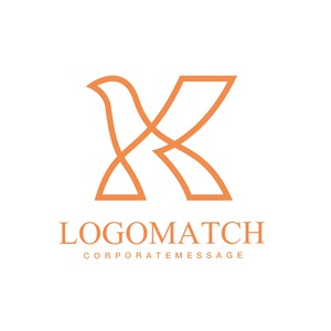 優雅に羽ばたく鳥のKのロゴ