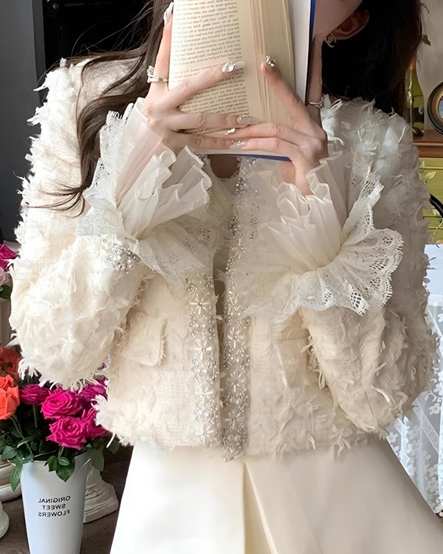 パールビジューエレガントタッセルジャケット　25WP02035