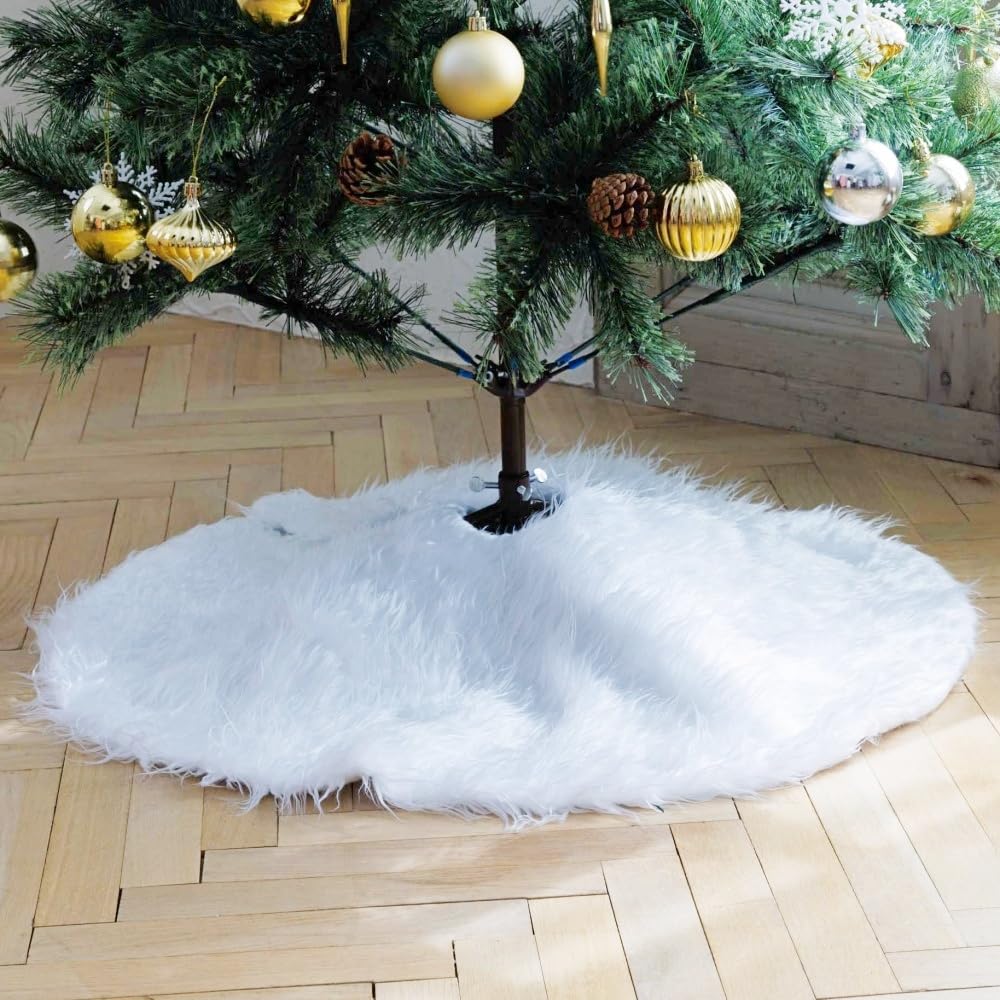 【在庫のみ】クリスマスツリースカート クリスマス 装飾 目隠し 脚隠し 78㎝ 100㎝ ツリー 土台隠し 円形 オーナメント 雪仕様 飾り (78㎝ ホワイト)