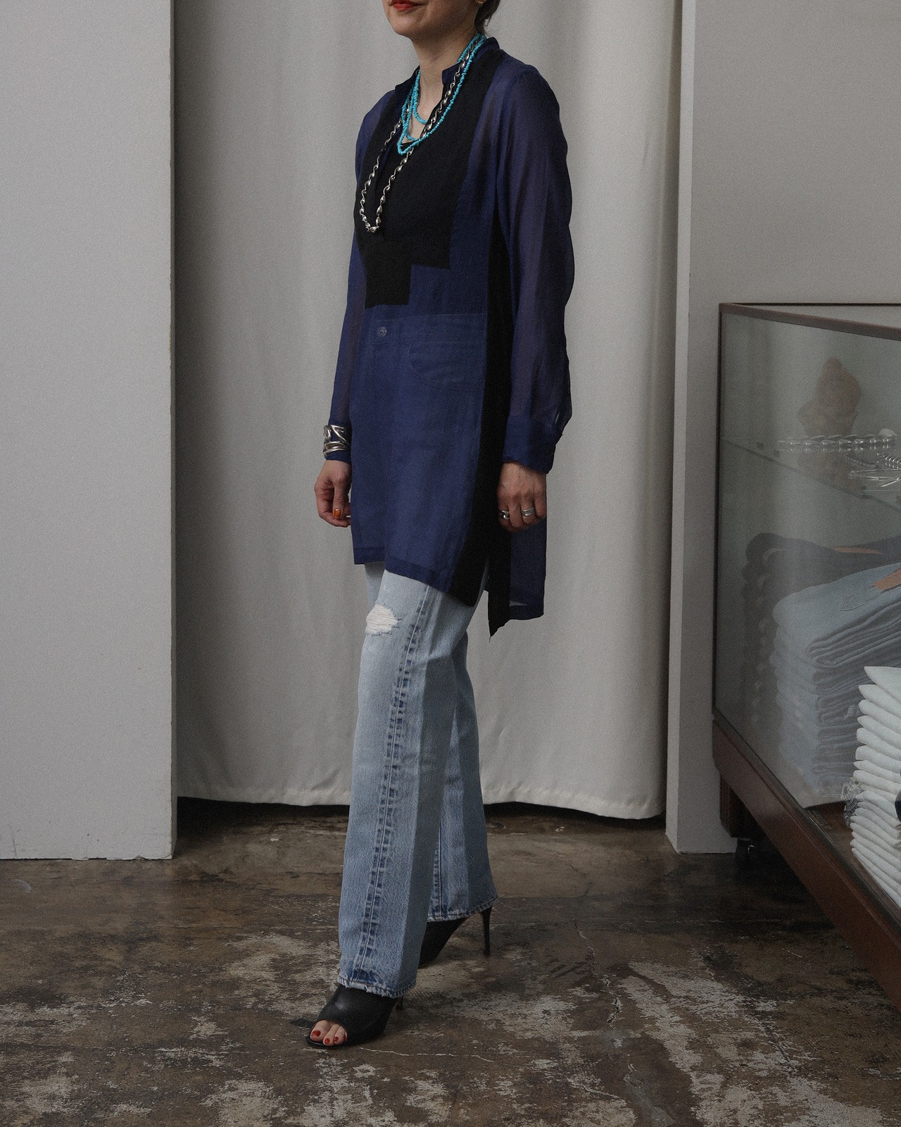 Dries Van Noten / Sheer Bib Shirt 34