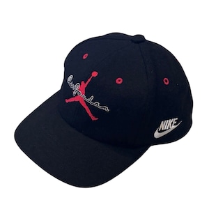 【Dead Stock】90s NIKE AIR JORDAN ナイキ エアジョーダン ウールキャップ 帽子 スナップバック デッドストック 黒/BLACK ロゴ vintage