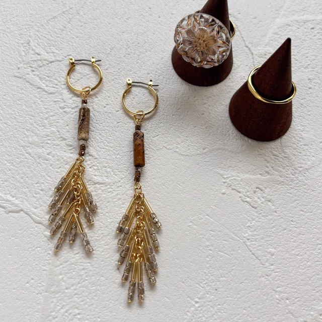 ミニスワッグ付き・ホリデージュエリー3点セット｜イヤーアクセ＆リング2点｜No.10