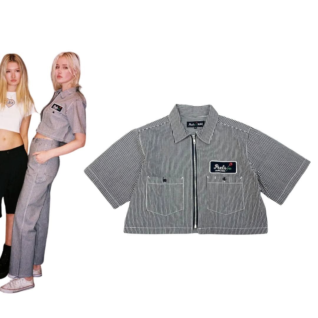 美品】X-GIRL x PEELS エックスガール ピールス ZIP UP CROPPED SHIRT