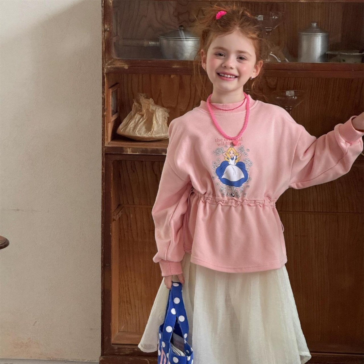 春アリスプリントくびれトレーナー