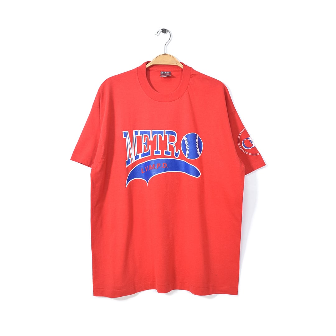 90s フルーツオブザルーム USA製 ナンバリング シングルステッチ ヴィンテージTシャツ 赤 野球 背番号 メンズXL 古着 アメカジ @BZ0054