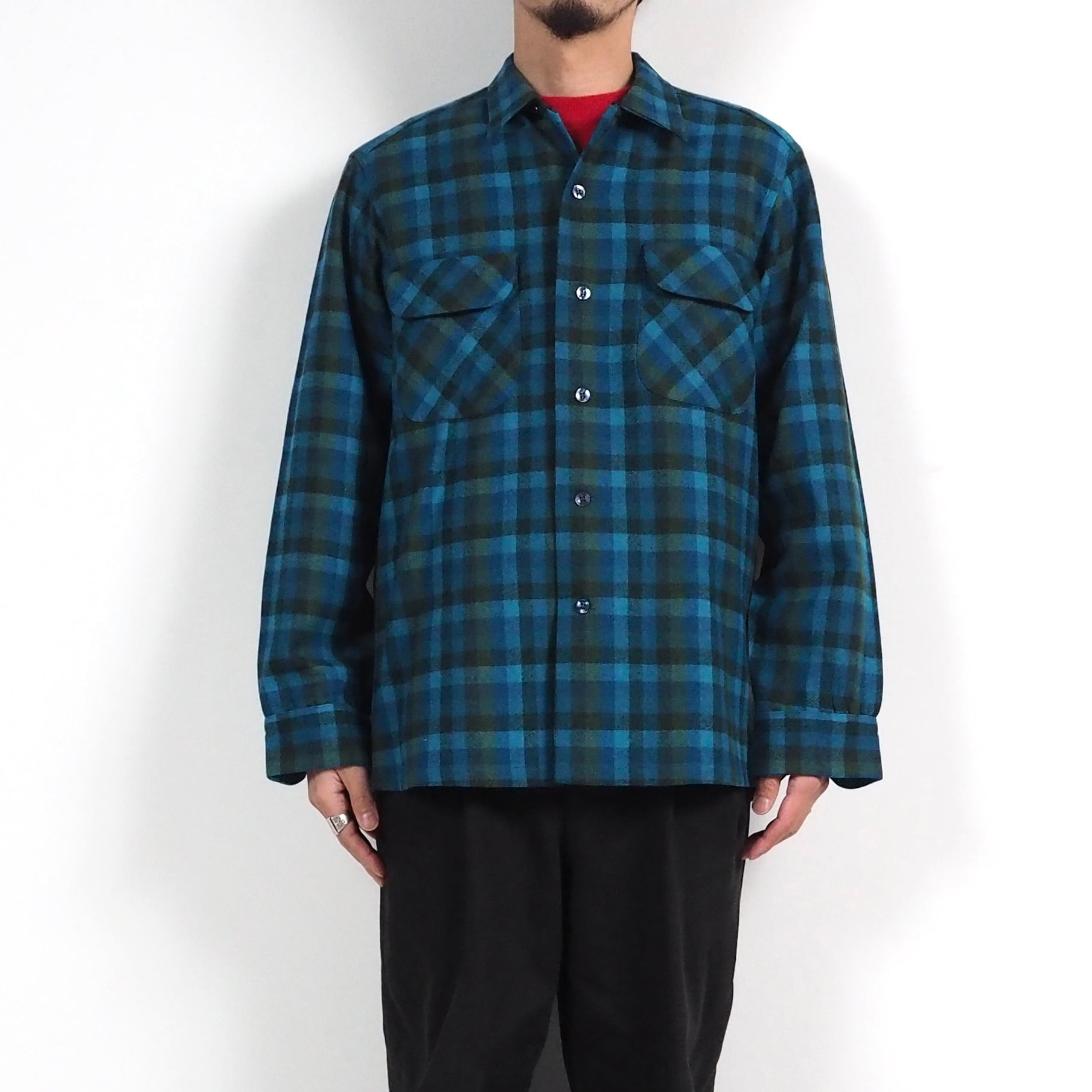 NOS】60's PENDLETON Board shirt M Blue ペンドルトン ボードシャツ