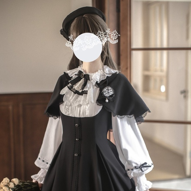 量産型クラロリ ベレー帽 ブラック 女学生 学園風 控えめ 英国風  胡桃木