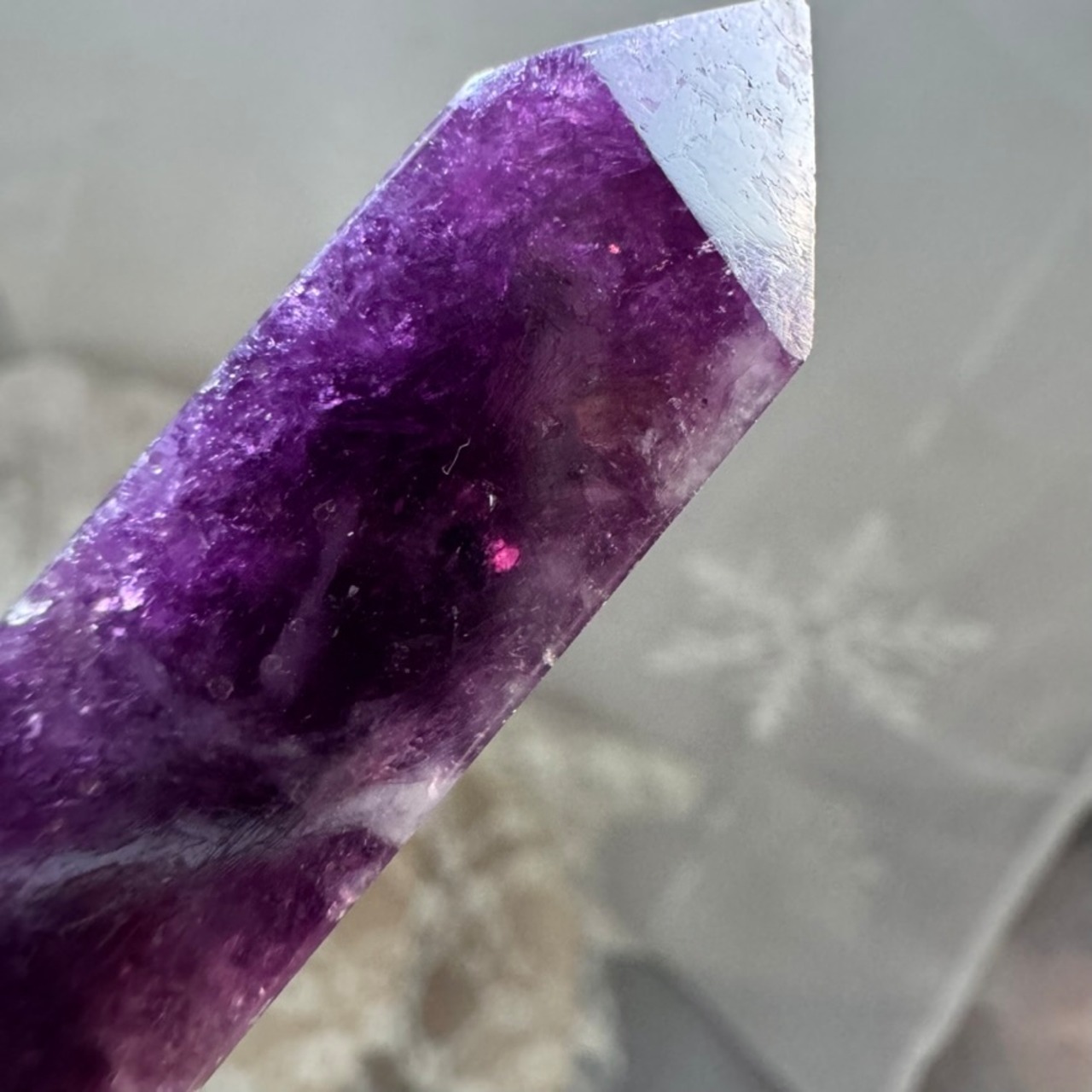 シャイニーレピドライトタワー＊231153＊天然石ポイント＊天然石インテリア＊置き物＊インテリアストーン