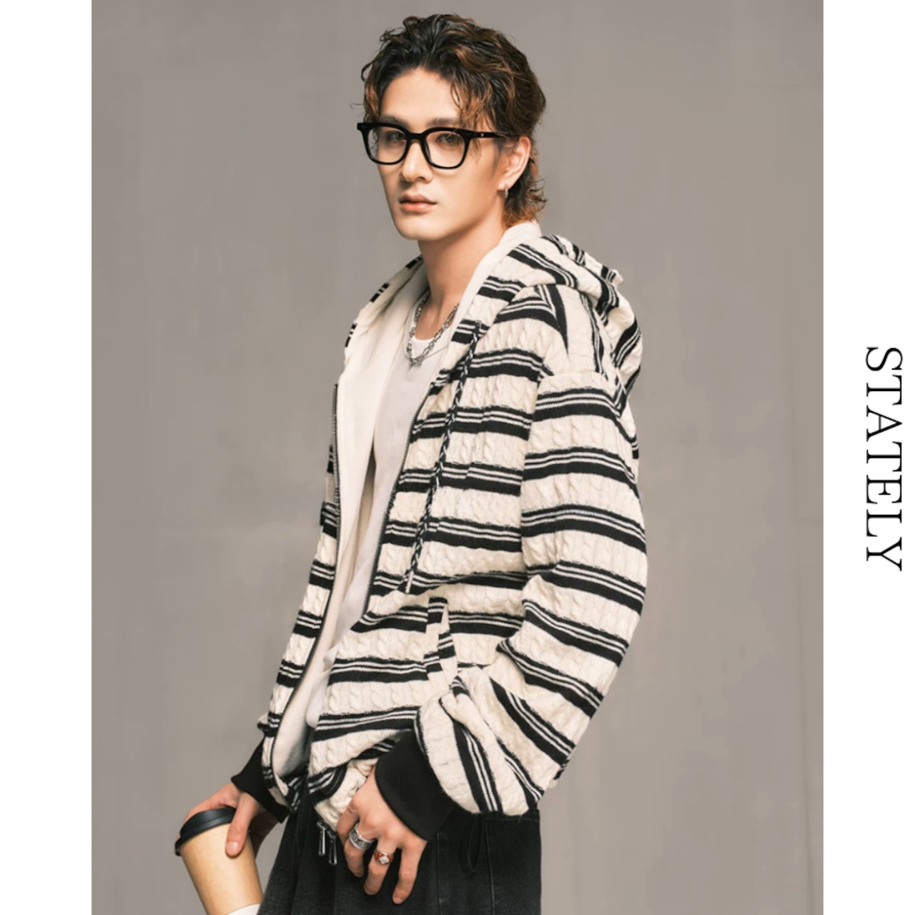 Cable Stripe ジップアップフーディー/4color__T09・画像10