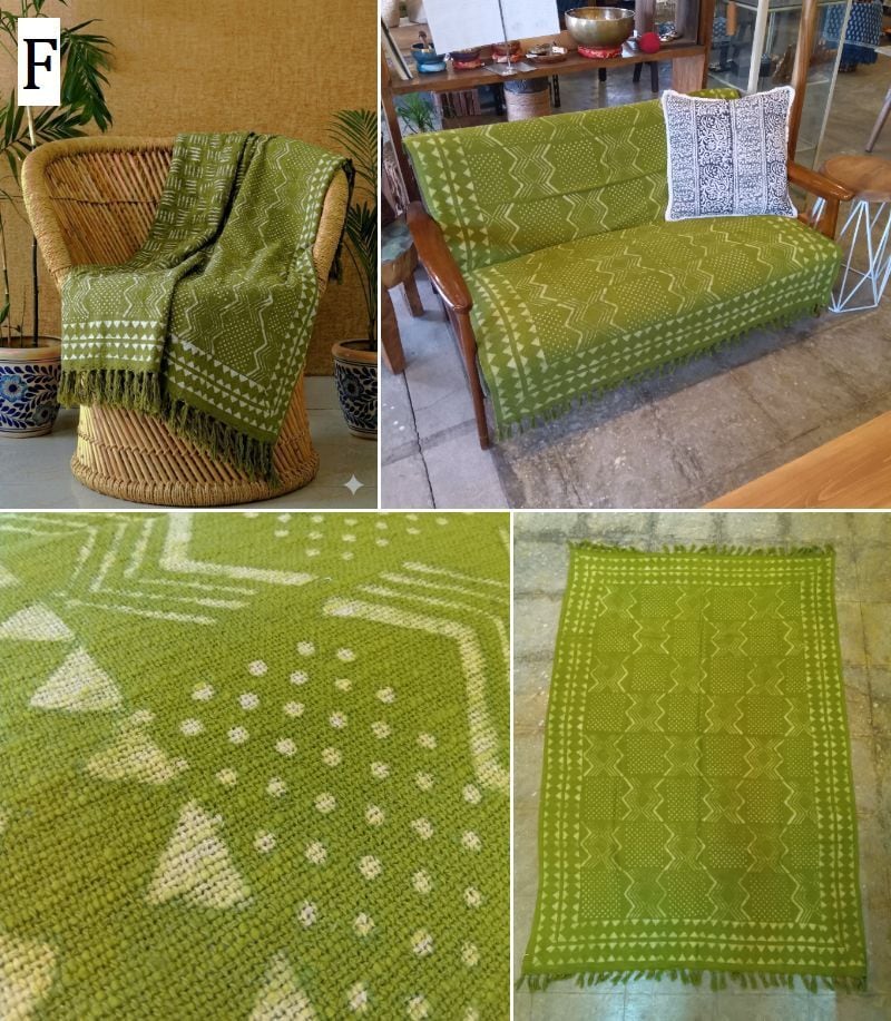 インド直輸入】カディコットン スローケット 約120×180cm ブロック