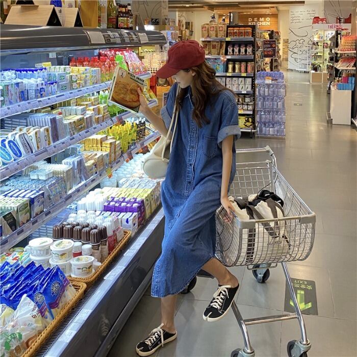 シャツ スカート スタンダードドレス サマーロング レトロ 夏物 モンロー10031271991