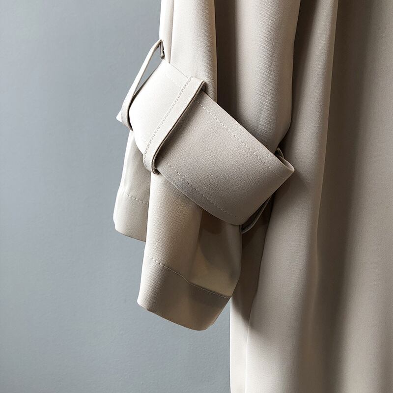 アウター コート スプリングコート 薄手 ダブルブレスト 長袖 Vネック