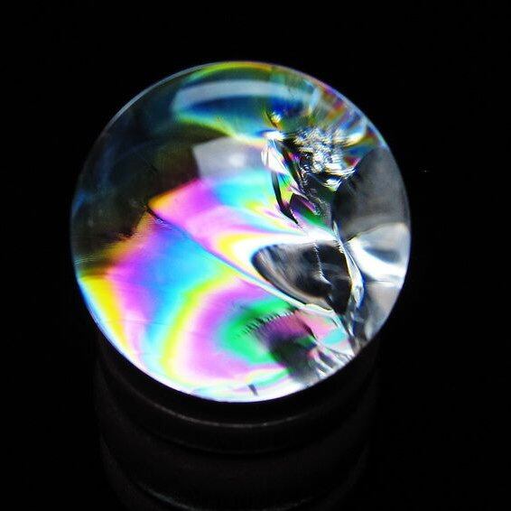 アイリスクォーツ 水晶玉 虹入り 25mm 水晶 丸玉 スフィア 置物 原石 一点物 141-8651