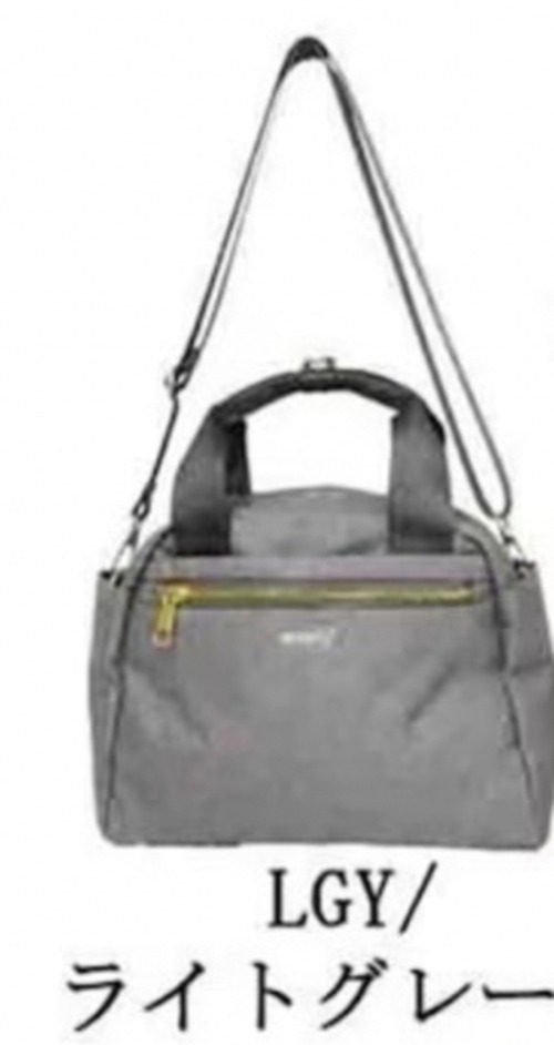 【アネログランデ 】バッグ ボストン ショルダー 2WAY トート 撥水 10ポケット 多収納 ライトグレー