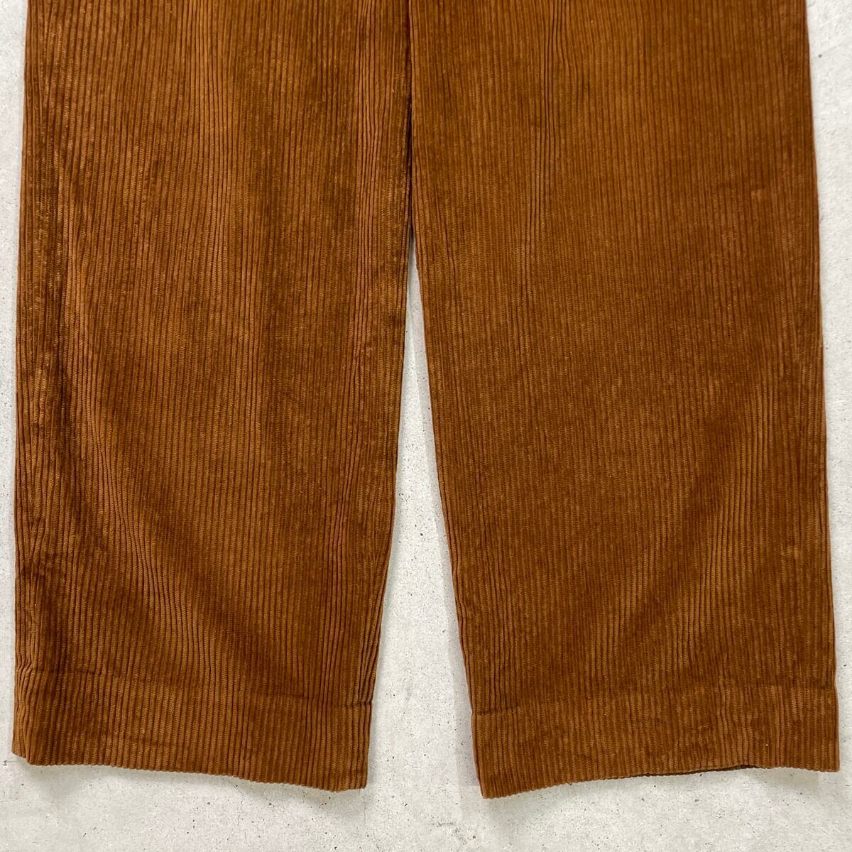古着 90s 極太 コーデュロイ パンツ ブラウン イタリア製 ワイド 茶色 ROYAL PRESTIGE ワイド コーデュロイパンツ 太畝 メンズW32相当 古着