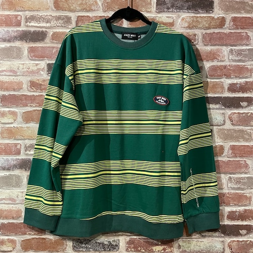 【EAZY MISS】wide striped light sweat/green