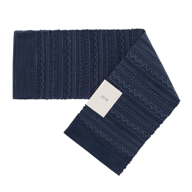 半巾帯　en coton「段々（だんだん）」navy blue