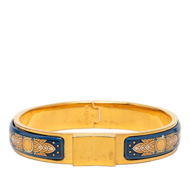 エルメス エマイユPM 七宝焼き ブレスレット ゴールド ブルー メッキ レディース HERMES 【中古】