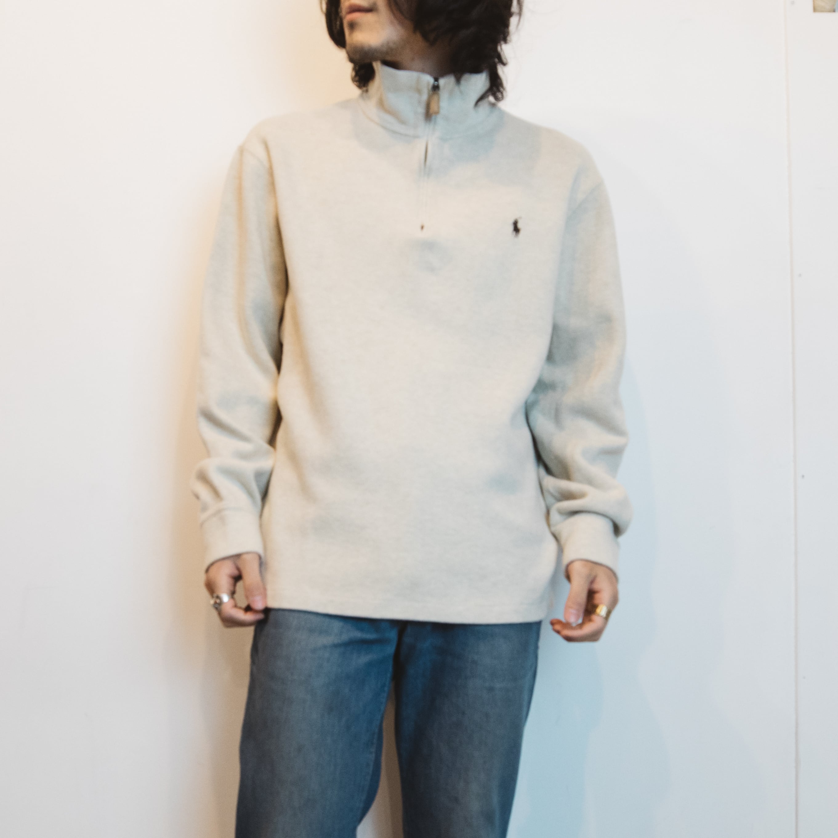POLO by Ralph Lauren ハーフジップ スウェット ライトベージュ POLO by Ralph Lauren ハーフジップ スウェット ライトベージュ