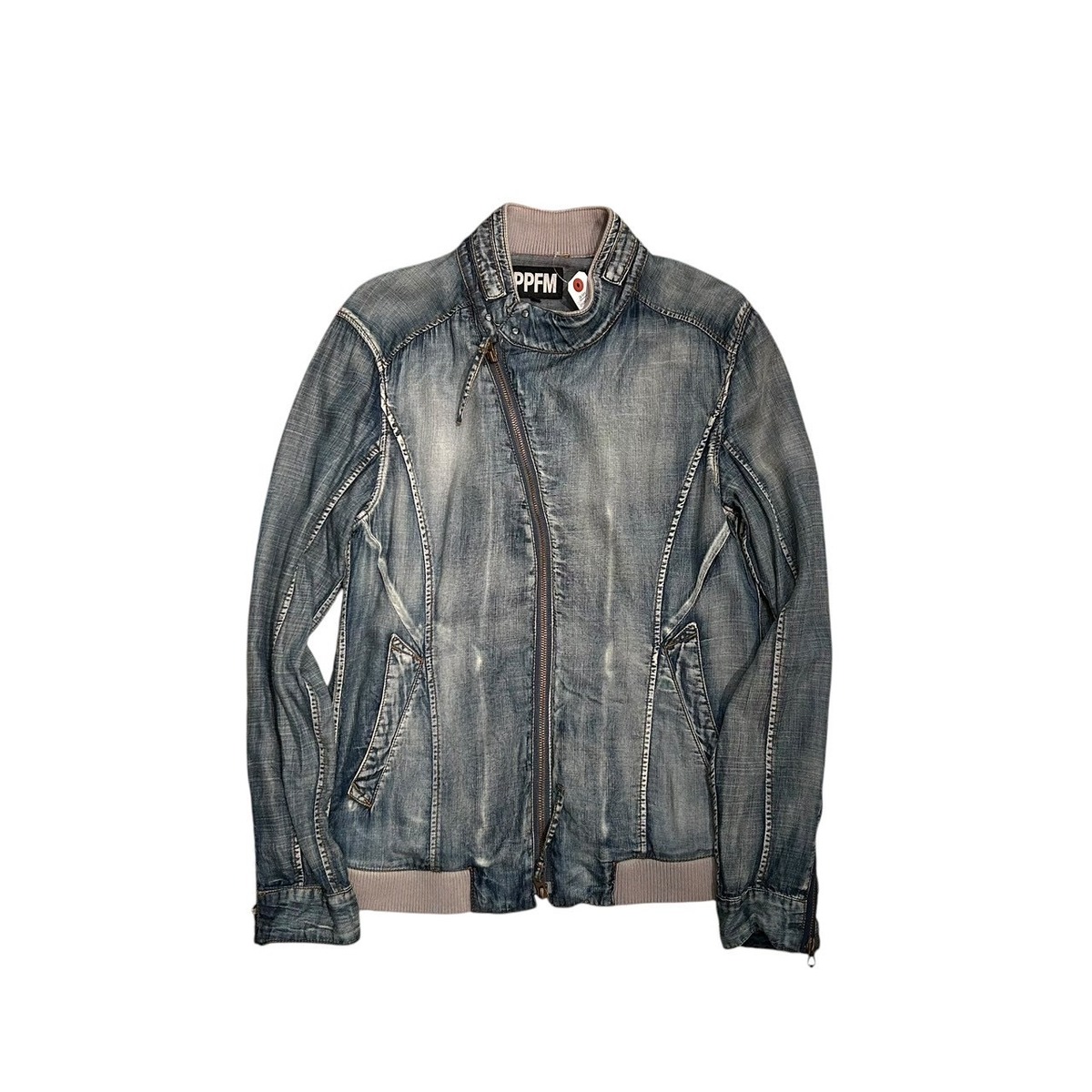 “PPFM” Lyocell/cotton design riders denim jacket | Kissmet