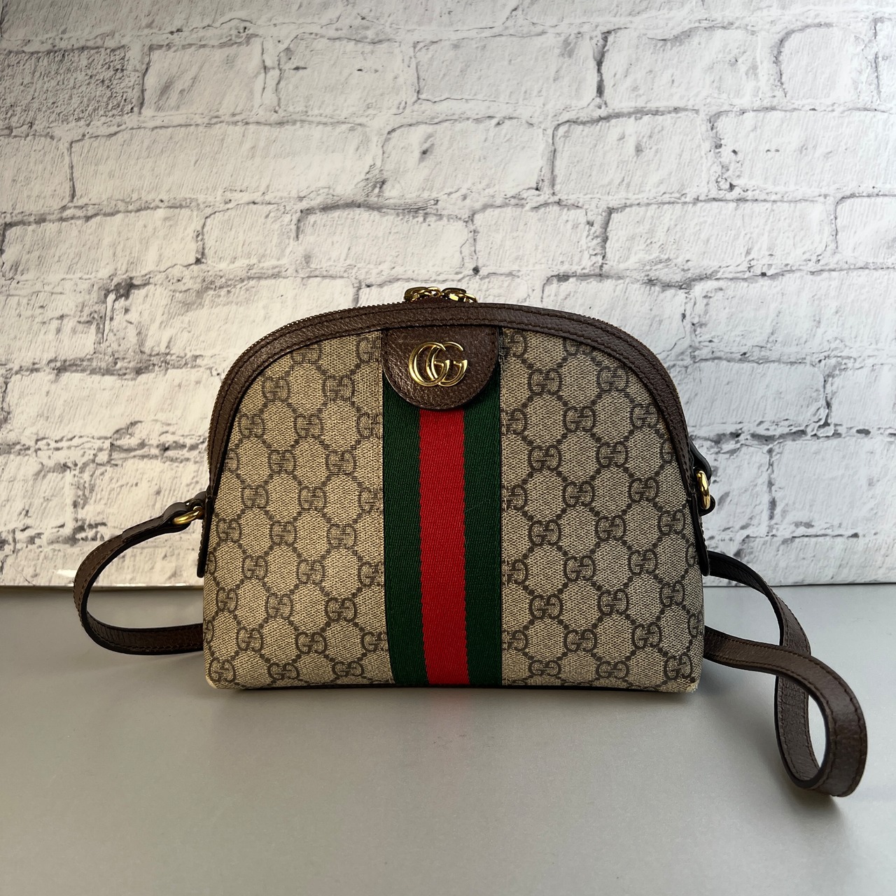 GUCCI グッチ  499621 オフィディア シェリー 36859 レザー ショルダーバッグ ブラウン A-10135