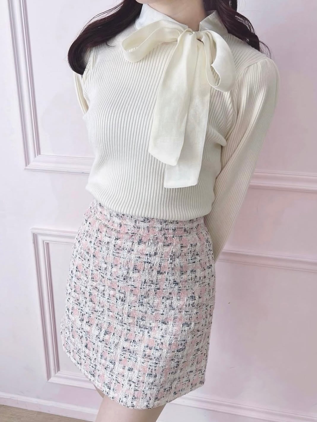 【muu fillé】ribbon tie knit