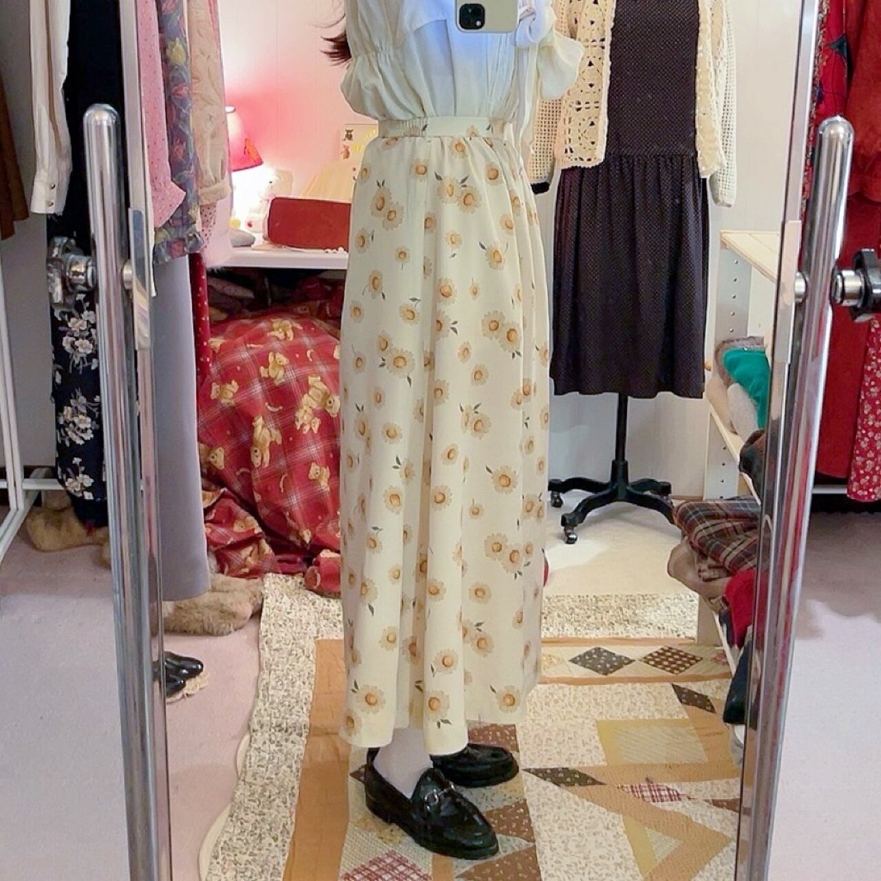 cream marguerite gather skirt