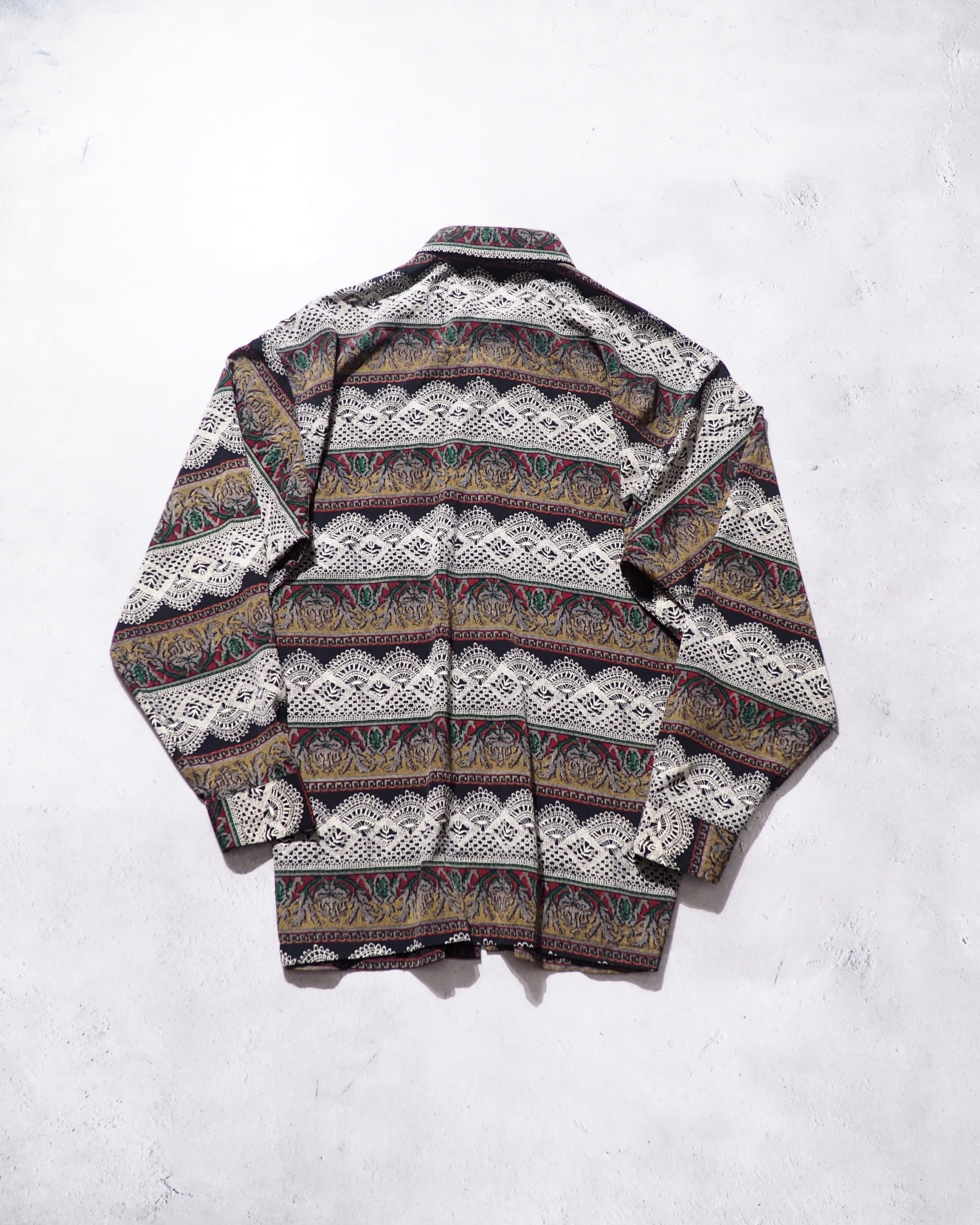 1990s Black mode Geometric pattern Drape loose vintage shirt