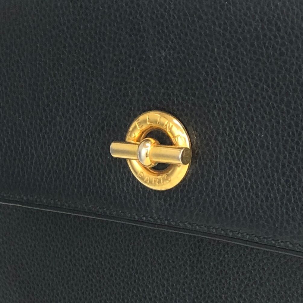 CELINE セリーヌ ショルダーバッグ ブラック マンテル レザー 2WAY