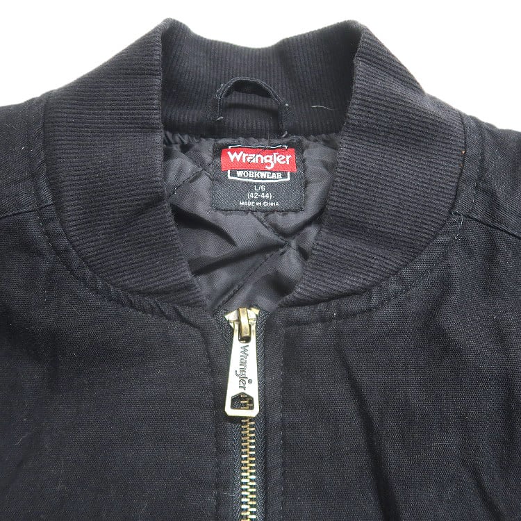 古着 ラングラー Wrangler 中綿 ジップアップ ベスト ブラック 表記：L