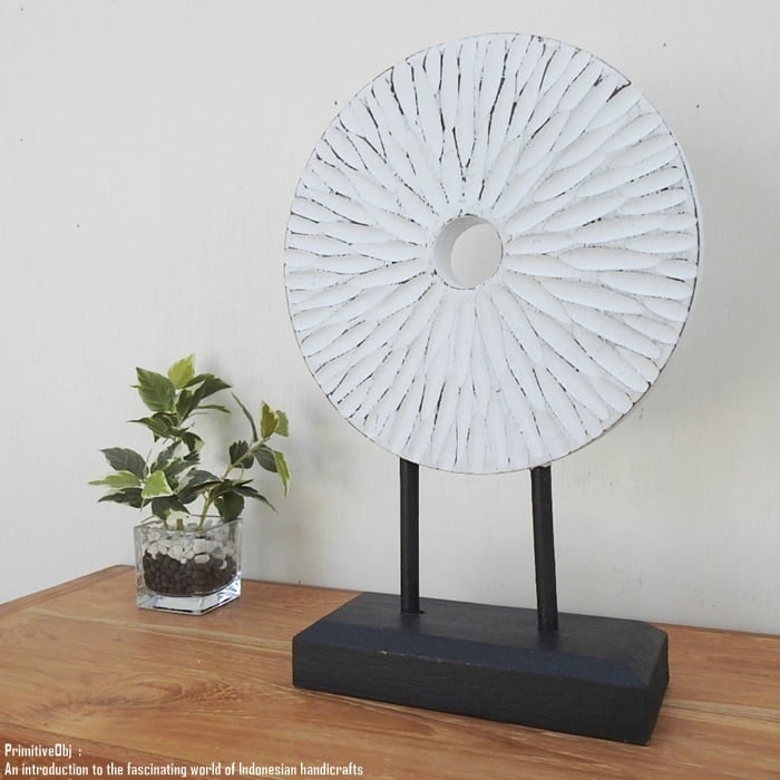 アジアンテイスト オブジェ [光] 35cm 木製装飾 ホワイトウォッシュ