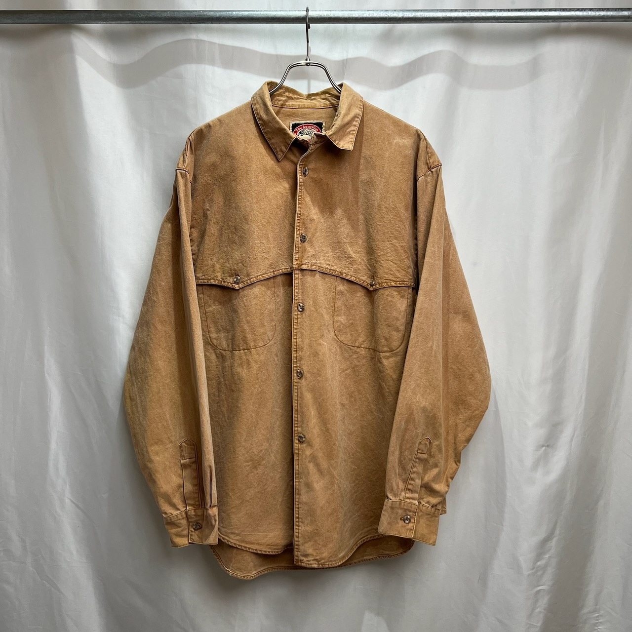 90s USA コットン 無地 長袖シャツ XL
