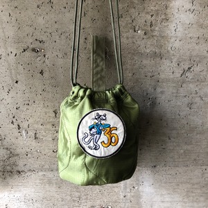 【HB934】 ショルダー ミリタリー USA　ライナーリメイク　ペイシェントバッグ　巾着　