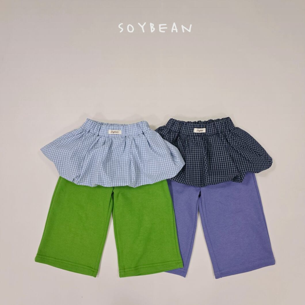 《送料無料》予約:チェックパンプキンワイドパンツ【soybean】※ジュニアサイズ